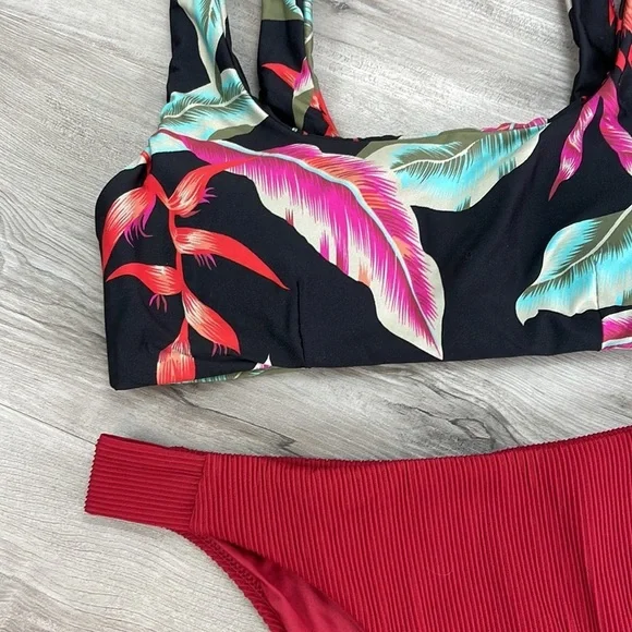 ☀️VOLCOM☀️RVCA☀️ FRONDS 4EVER CROP FADE OUT MEDIUM BIKINI SET - Picture 7 of 12